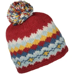 Best Sale Bonnet à Pompon Court rouge-multi Femme Chapeaux Hiver|Bonnets À Pompon