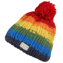 Fashion Bonnet à Pompon en Laine Point de Riz Arc-en-Ciel multicolore Femme Bonnets À Pompon|Bonnets