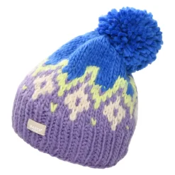 Shop Bonnet à Pompon Tricoté Main Curley violet-bleu Femme Bonnets À Pompon|Bonnets