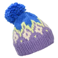 Shop Bonnet à Pompon Tricoté Main Curley violet-bleu Femme Bonnets À Pompon|Bonnets
