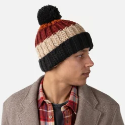 Cheap Bonnet à Pompon Wilhelm mélange de bordeaux Femme Bonnets À Pompon|Bonnets
