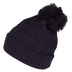 Fashion Bonnet à Pompon Zigzag bleu marine Femme Bonnets À Pompon|Bonnets