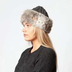 Online Bonnet à Torsades et Fausse Fourrure anthracite-beige sable Femme Fausse Fourrure|Chapeaux Hiver