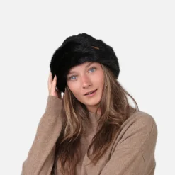 Online Bonnet à Torsades et Fausse Fourrure noir Femme Fausse Fourrure|Chapeaux Hiver