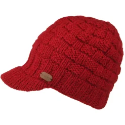 Cheap Bonnet à Visière Maille Nattée rouge Femme Bonnets|Chapeaux Hiver