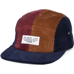Hot Casquette 5 Panel en Velours Grosse Côtes Contraste bleu marine-marron Homme Casquettes Homme