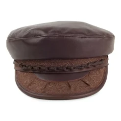 Best Sale Casquette de Marin Grec en cuir marron foncé JAXON & JAMES Femme Casquettes Femme|Chapeaux Femme