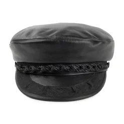 Best Sale Casquette de Marin Grec en Cuir Classic noir JAXON & JAMES Femme Casquettes Femme|Chapeaux Femme
