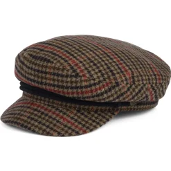 Store Casquette de Marin Pied-de-Poule marron clair-bleu marine Femme/Homme Casquettes De Marin|Casquettes De Marin