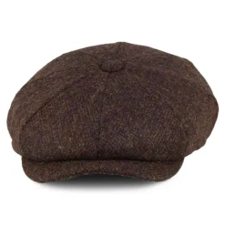 New Casquette Gavroche en Harris Tweed Arnol mousse-marron JAXON & JAMES Femme/Homme Casquettes Plates|Grandes Tailles