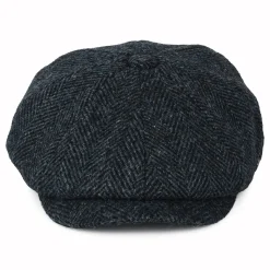 New Casquette Gavroche en Harris Tweed à Chevrons Carloway bleu-noir Femme/Homme Casquettes Plates|Chapeaux Hiver