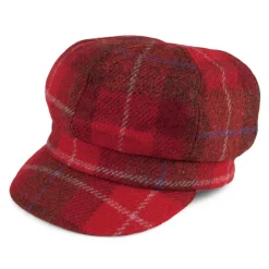 Cheap Casquette Gavroche en Harris Tweed Gabby rouge Femme Chapeaux Hiver|Casquettes Plates