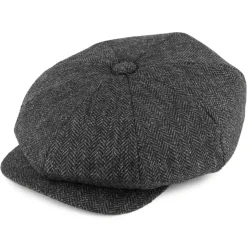 Clearance Casquette Gavroche en Tweed à Chevrons Country anthracite Femme/Homme Casquettes Plates|Chapeaux Hiver