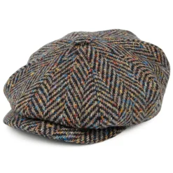 Cheap Casquette Gavroche en Tweed du Donegal à Chevrons foncé multi Femme Casquettes Plates|Casquettes Femme