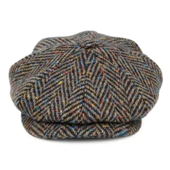 Cheap Casquette Gavroche en Tweed du Donegal à Chevrons foncé multi Femme Casquettes Plates|Casquettes Femme