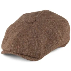 Hot Casquette Gavroche en Tweed à Chevrons Country marron Femme/Homme Casquettes Plates|Chapeaux Hiver