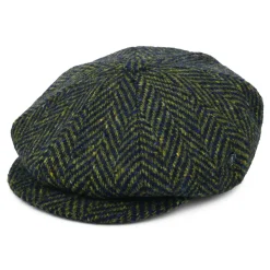 Hot Casquette Gavroche en Tweed du Donegal à Chevrons vert-bleu Femme Casquettes Plates|Casquettes Femme