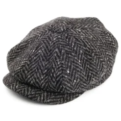 Shop Casquette Gavroche en Tweed du Donegal à Chevrons gris Femme Casquettes Plates|Casquettes Femme