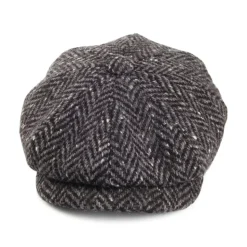 Shop Casquette Gavroche en Tweed du Donegal à Chevrons gris Femme Casquettes Plates|Casquettes Femme