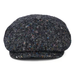 Fashion Casquette Gavroche en Tweed du Donegal Chiné Calotte Profonde bleu marine-multi Femme/Homme Casquettes Plates|Casquettes Plates