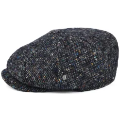 Fashion Casquette Gavroche en Tweed du Donegal Chiné Calotte Profonde bleu marine-multi Femme/Homme Casquettes Plates|Casquettes Plates