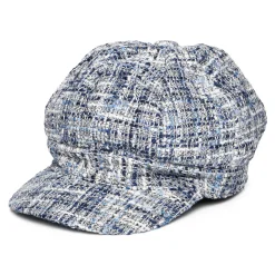 Hot Casquette Gavroche en Tweed bleu Femme Chapeaux Hiver|Casquettes Plates