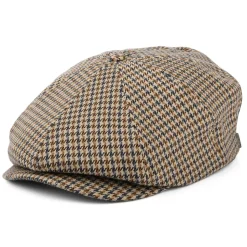 Hot Casquette Gavroche Pied-de-Poule Brood sable-bleu clair Femme/Homme Casquettes Plates|Grandes Tailles