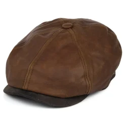 Hot Casquette Plate en Cuir Fulton marron JAXON & JAMES Femme/Homme Casquettes Plates|Chapeaux Hiver