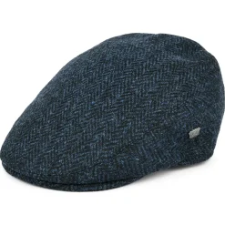 Discount Casquette Plate en Harris Tweed à Chevrons Stornoway bleu Femme Casquettes Plates|Casquettes Femme
