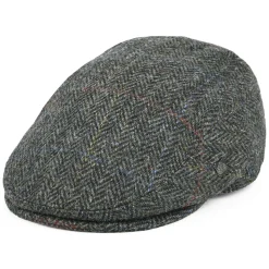 Shop Casquette Plate en Harris Tweed à carreaux et Chevrons Stornoway mélange de gris Femme Casquettes Plates|Casquettes Femme