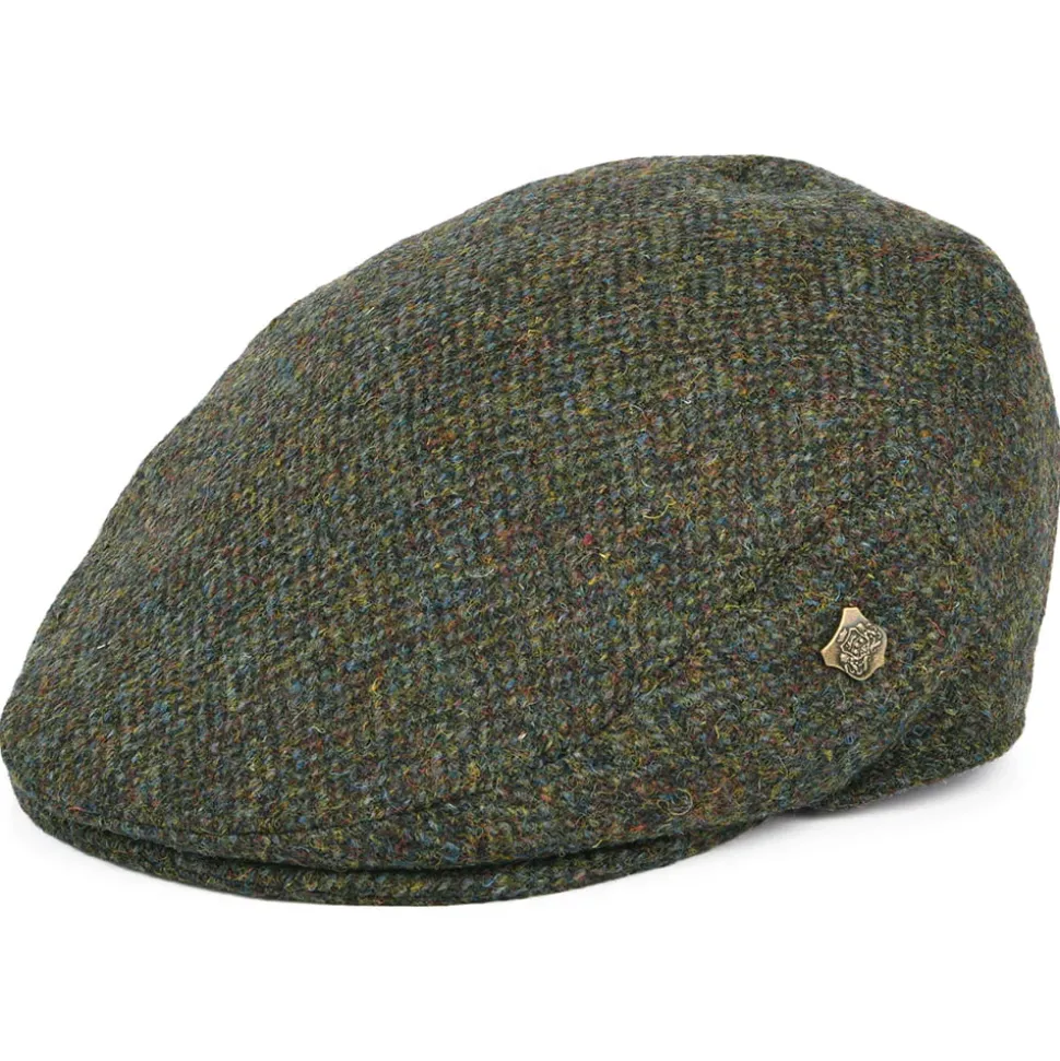 Cheap Casquette Plate en Harris Tweed à Chevrons Stornoway olive mélangé Femme Casquettes Plates|Casquettes Femme
