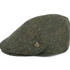 Cheap Casquette Plate en Harris Tweed à Chevrons Stornoway olive mélangé Femme Casquettes Plates|Casquettes Femme