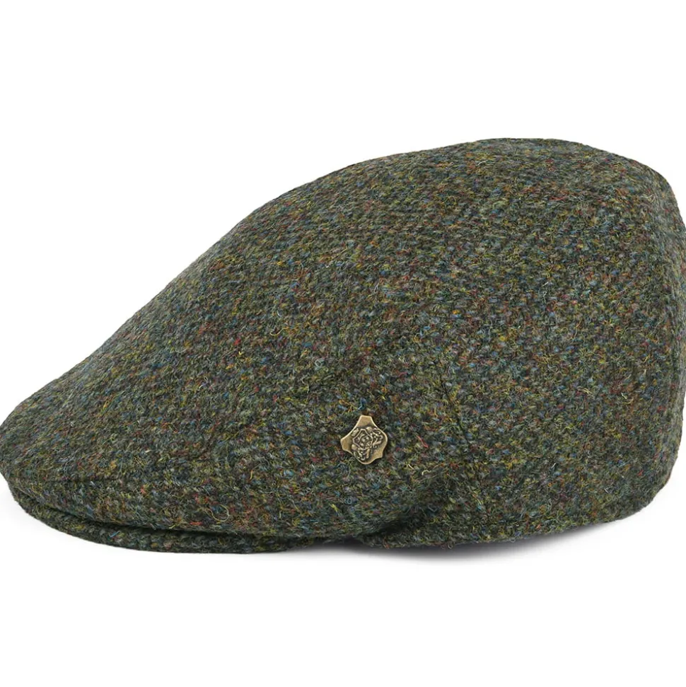 Cheap Casquette Plate en Harris Tweed à Chevrons Stornoway olive mélangé Femme Casquettes Plates|Casquettes Femme