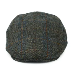 Store Casquette Plate en Harris Tweed à carreaux et Chevrons Stornoway olive-bleu-rouille Femme Casquettes Plates|Casquettes Femme