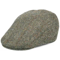 Discount Casquette Plate en Harris Tweed à carreaux et Chevrons Stornoway vert-bleu Femme Casquettes Plates|Casquettes Femme