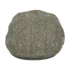 Discount Casquette Plate en Harris Tweed à carreaux et Chevrons Stornoway vert-bleu Femme Casquettes Plates|Casquettes Femme