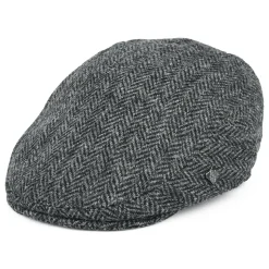 New Casquette Plate en Harris Tweed à Chevrons Stornoway gris Femme Casquettes Plates|Casquettes Femme