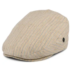 New Casquette Plate en Lin à Rayures naturel Femme/Homme Casquettes Plates|Casquettes Plates