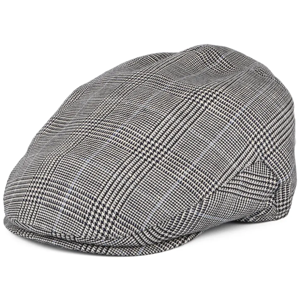 Store Casquette Plate en Lin et Laine Prince-de-Galles Ascot Camberley noir-blanc-bleu Femme/Homme Casquettes Plates|Casquettes Plates