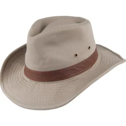 Sale Chapeau Australien en Coton Sergé Délavé khaki Femme/Homme Chapeaux Trilby|Chapeaux Fedora