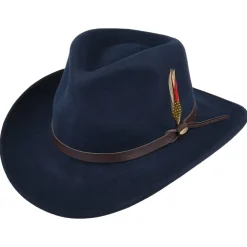 Flash Sale Chapeau Australien en Laine Feutrée Déformable Hydrofuge Dakota bleu marine Femme/Homme Chapeaux Trilby|Chapeaux Fedora