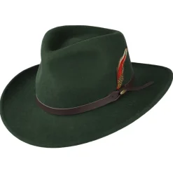 Online Chapeau Australien en Laine Feutrée Déformable Hydrofuge Dakota forêt Femme/Homme Chapeaux Trilby|Chapeaux Fedora