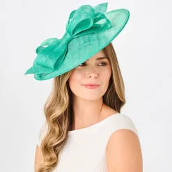 Flash Sale Chapeau Bibi Disque avec Large Nœud Caroline vert aqua Femme Chapeaux Cérémonie|Chapeaux Bibi