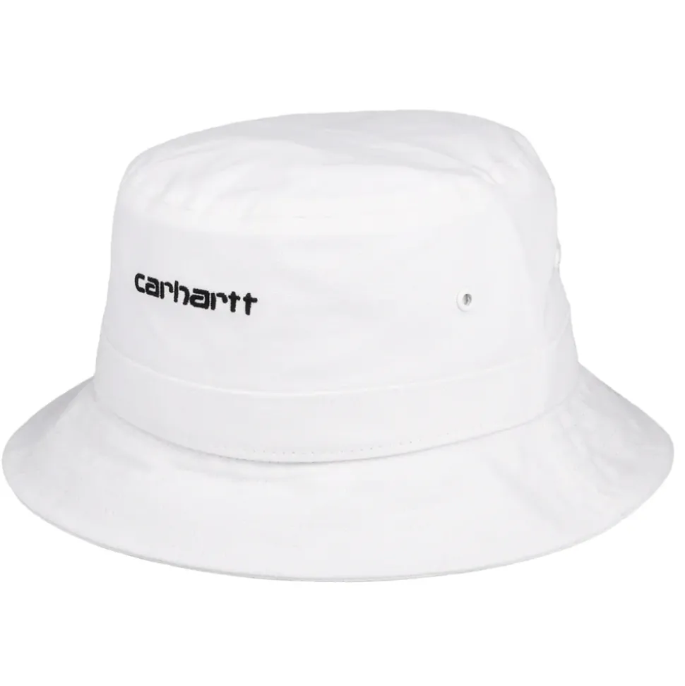 Sale Chapeau Bob en Toile de Coton Script blanc Femme/Homme Chapeaux Bob|Bobs