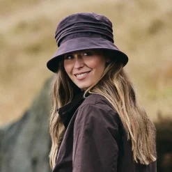 Best Sale Chapeau Bob Femme en Coton Ciré Britannique vin Femme Chapeaux Hiver|Chapeaux De Pluie
