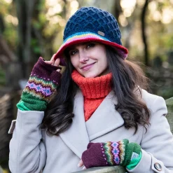 Store Chapeau Bob Maille Losange et Bord à Rayures bleu marine-arc-en-ciel Femme Chapeaux Hiver|Chapeaux Bob