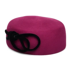 Sale Chapeau Calot en Laine avec Nœud en Velours Caroline magenta Femme Chapeaux Cérémonie|Chapeaux Calots