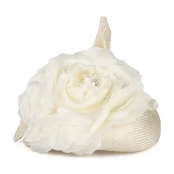 Sale Chapeau Calot en Paille Fleur ivoire Femme Chapeaux De Paille|Chapeaux Cérémonie