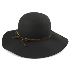 Store Chapeau Capeline en Laine Vintage noir SUR LA TÊTE Femme Chapeaux Hiver|Chapeaux Femme