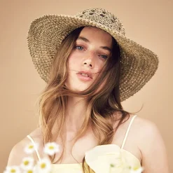 Cheap Chapeau Capeline Été en Jonc de Mer Crocheté naturel Femme Chapeaux Été|Chapeaux De Paille